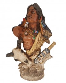 Busto India Xam Caveira de Boi 38cm Resina