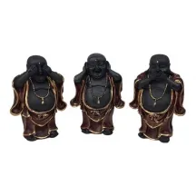 Esttua Trio de Buda Chins Fortuna 14cm